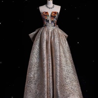 Elegant Off-Shoulder Glitter Evening Gown, Strapless Prom Dress, Sparkly A-Line Formal Dress, Luxury Party Gown, Dress for Special Occasions - Thumbnail 6