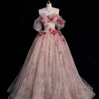 Fairy  Puffy Tulle Off Shoulder Prom Dress, Puffy Prom Dress, Handmade Flower Prom Dress, Cocktail Dress, Evening Gown, Party Gown, Ball Gown - Thumbnail 9