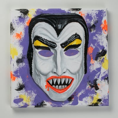 Neon dracula - painting of vintage halloween mask