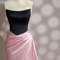 Pink dress - Long Satin dress - Party Dress - Cold Shoulder Dress - Bridesmades Dress - Gift For Her - Engagement Dress - Thumbnail 6