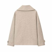 Temperamental and fashionable double-breasted short lapel woolen coat - Thumbnail 1