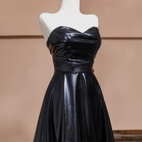 Black Strapless Sweetheart A-line Floor Length Prom Dresses  - Thumbnail 6