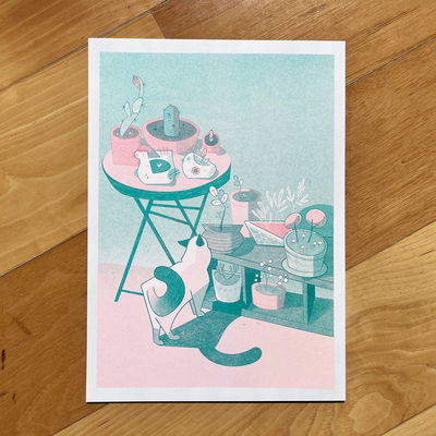 Frankie Outside Risograph Print (8.5x12)