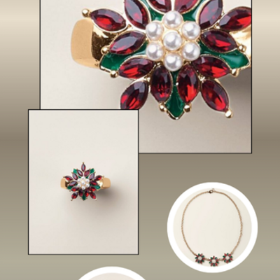 Classic poinsettia stretch ring