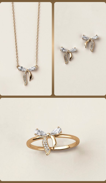 Sterling Silver Golden Bow CZ Ring