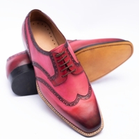 Crafted Leather Classic Pink Black Shaded Leather Oxford Dress Shoes - Thumbnail 2