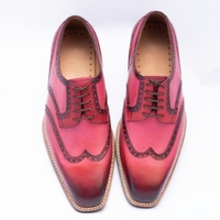 Crafted Leather Classic Pink Black Shaded Leather Oxford Lace up Dress Shoes - Thumbnail 7