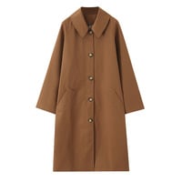 Retro style lapel single-breasted plaid lining contrast color long sleeve long trench coat - Thumbnail 2