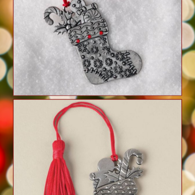 Jolly stocking pewter ornament - Thumbnail 5