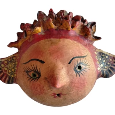 Coconut mask. collectibles. home decoration. wall decoration. interior decoration. mexican mask. mexican craft. mexican folk art.