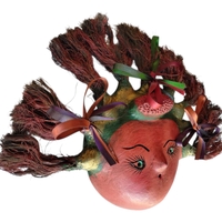 Coconut mask. Collectibles. Home decoration. Wall decoration. Interior decoration. Mexican mask. Mexican craft. Mexican Folk Art. - Thumbnail 1