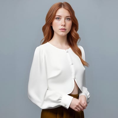 Fashionable and simple short curved hem shirt
