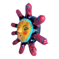 Vibrant Coconut mask. Collectibles. Home decoration. Wall decoration. Interior decoration. Mexican mask. Mexican craft. Mexican Folk Art. - Thumbnail 1