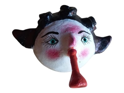 Vibrant Coconut mask. Collectibles. Home decoration. Wall decoration. Interior decoration. Mexican mask. Mexican craft. Mexican Folk Art.