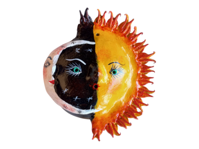 Vibrant Coconut mask. Collectibles. Home decoration. Wall decoration. Interior decoration. Mexican mask. Mexican craft. Mexican Folk Art.