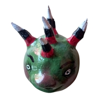 Vibrant Coconut mask. Collectibles. Home decoration. Wall decoration. Interior decoration. Mexican mask. Mexican craft. Mexican Folk Art. - Thumbnail 2