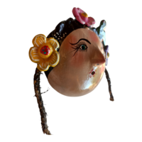 Vibrant Coconut mask. Collectibles. Home decoration. Wall decoration. Interior decoration. Mexican mask. Mexican craft. Mexican Folk Art. - Thumbnail 1