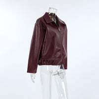 Motorcycle style leather jacket autumn and winter new loose coat fashionable leather jacket - Thumbnail 3