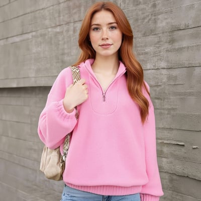 Women's loose lapel pullover fleece sweatshirt