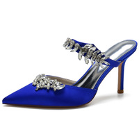 Women's high-heeled pointed rhinestone half-slip wedding sandals 3 colors - Thumbnail 1