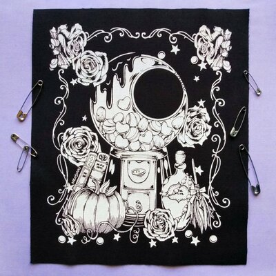 New! witchy crystals gumball machine kawaii handmade sew-on fabric patches