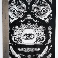Illuminati Eye of Providence & Owls Goth Punk Sew-on Back Patches - Thumbnail 2