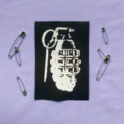 Grenade crust punk/cyber punk goth patch (black ver.)