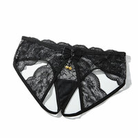 Sexy Backless Bell Bowknot Women's Underwear Thong T-Back Lingerie Slutty Underpants Lace Hollow Crotchless Panties Naughty Briefs - Thumbnail 13
