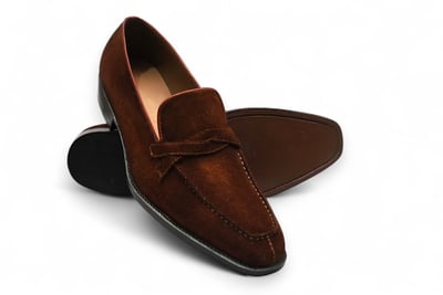 Crafted Leather Men Genuine Brown Suede Leather Moccasin Loafers Dress Shoes