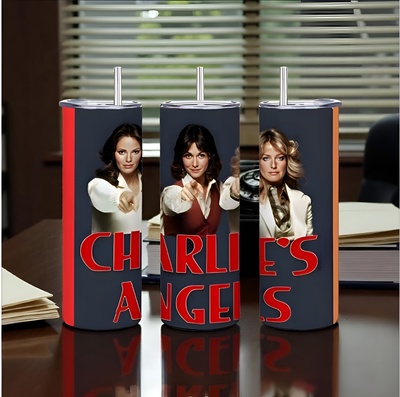 ​Charlie's Angels Tumbler, Classic TV Show 20oz Skinny Tumbler, Farrah Fawcett, Kate Jackson, Jaclyn Smith