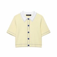 Fashionable POLO shirt stitched knitted jacket - Thumbnail 2
