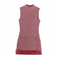 faux fur textured knit dress - Thumbnail 1