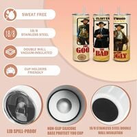 The Good, The Bad and The Ugly Tumbler, Clint Eastwood Western 20oz Skinny Tumbler, Spaghetti Western Movie Fan Gift - Thumbnail 3