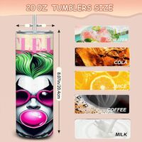 Hot Pink Beetlejuice Tumbler, Goth Punk 20oz Skinny Tumbler, Creepy Cute Horror Movie Fan Gift, Neon Green Hair - Thumbnail 4