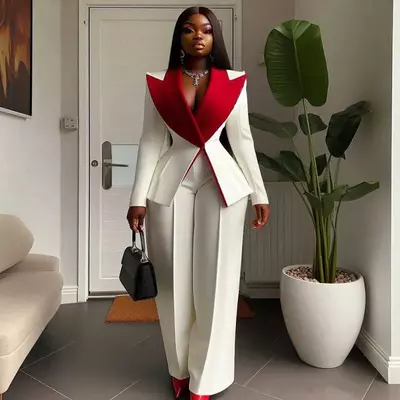 Plus size women blazer dress peaked lapel ladies formal wear prom birthday party customized jacket outfits 2 pieces 