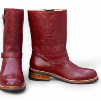 Crafted Leather Men Classic Burgundy Ankle High Cowboy Boot - Thumbnail 1