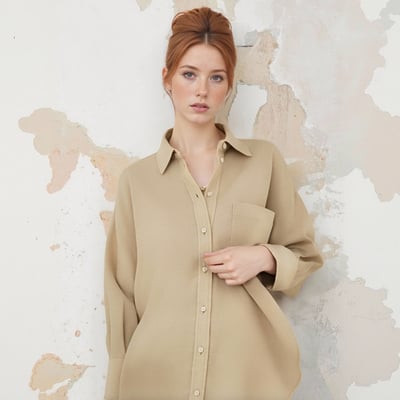 Lapel solid color pocket embellished long-sleeved single-breasted shirt