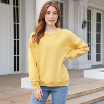 (no refund and exchange)honey letter embroidered loose long sleeve sweater - Thumbnail 3
