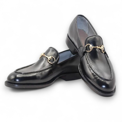 Crafted leather black leather moccasin loafers dress shoes