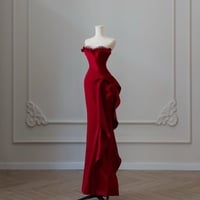 Lovely Sweetheart Neck Mermaid Satin Red Beading Floor Length Prom Dress  - Thumbnail 7