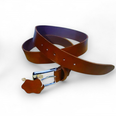 Brown leather belt for men
