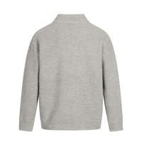 Solid color simple high-end stand collar sweater jacket knitted cardigan - Thumbnail 2