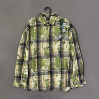 Camouflage plaid embroidered hip-hop long-sleeved shirt - Thumbnail 1