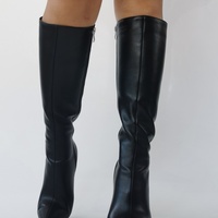 Black Matte Knee High Boots Women Pointed Toe Stilettos Custom Color - Thumbnail 4