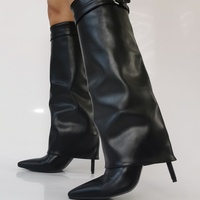 Women's Premium Leather Stiletto Boots - Pointed-Toe Sexy Black Winter Ankle Footwear - Thumbnail 3