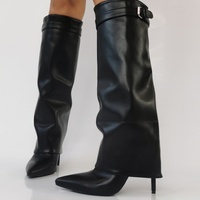 Women's Premium Leather Stiletto Boots - Pointed-Toe Sexy Black Winter Ankle Footwear - Thumbnail 5