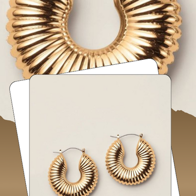 Rippled flow hoop earrings - final sale - Thumbnail 1