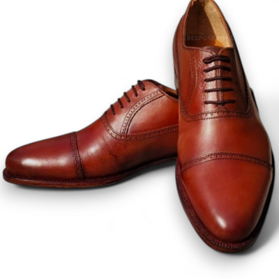 Crafted leather men brown classic oxford lace up formal dress shoes