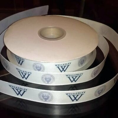 7/8" wellesley college inspired custom printed grosgrain ribbon
