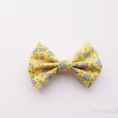 Yellow & purple floral bow - headband